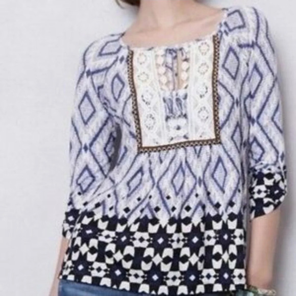 Anthropologie Vanessa Virginia Bohemian Peasant Blouse Size Small - Picture 2 of 6